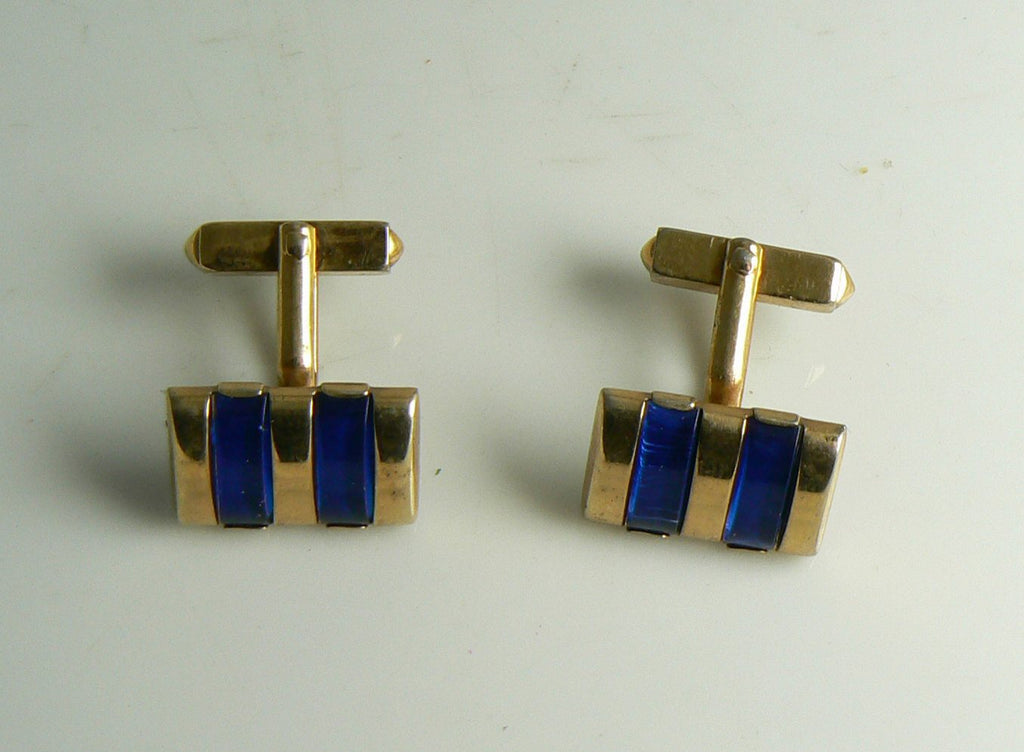 Swank Royal Blue Enamel Gold Tone Cufflinks, Men's Links, Accessories