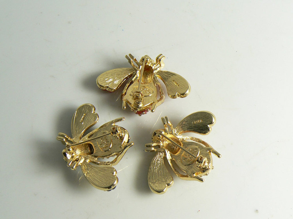 Joan Rivers Quilted Bee Pins, Set of 3, Classics Collection - Vintage Lane Jewelry