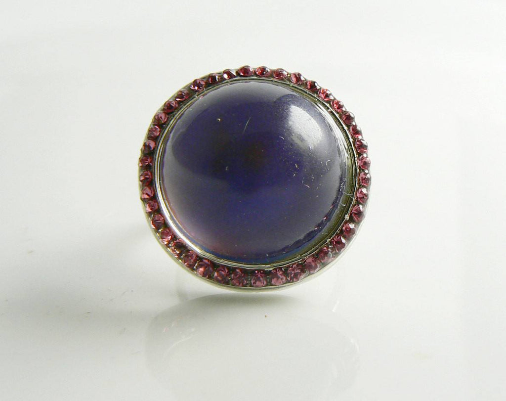 Mood Ring Pink Rhinestones, Large Round Stone