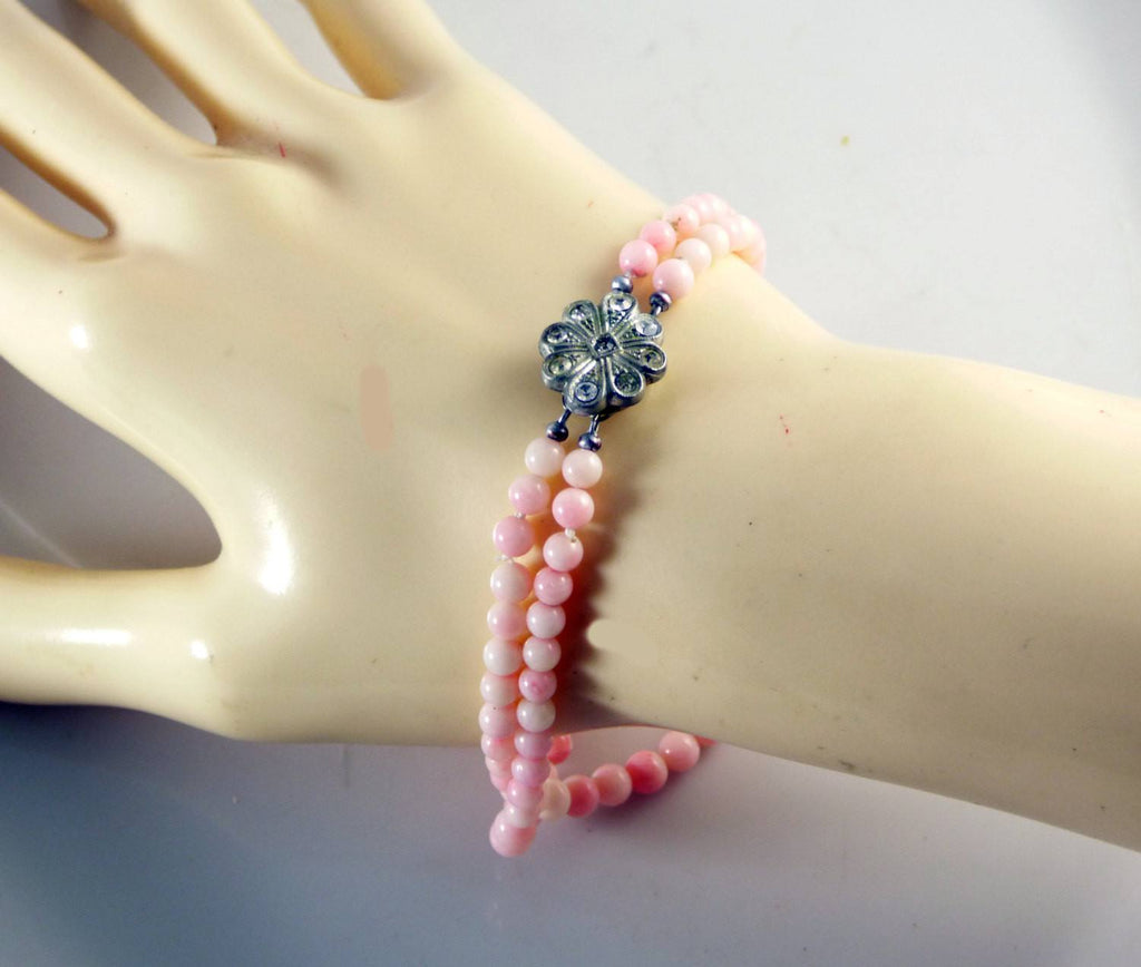Angel Skin Natural Coral 2 Strand Bracelet - Vintage Lane Jewelry