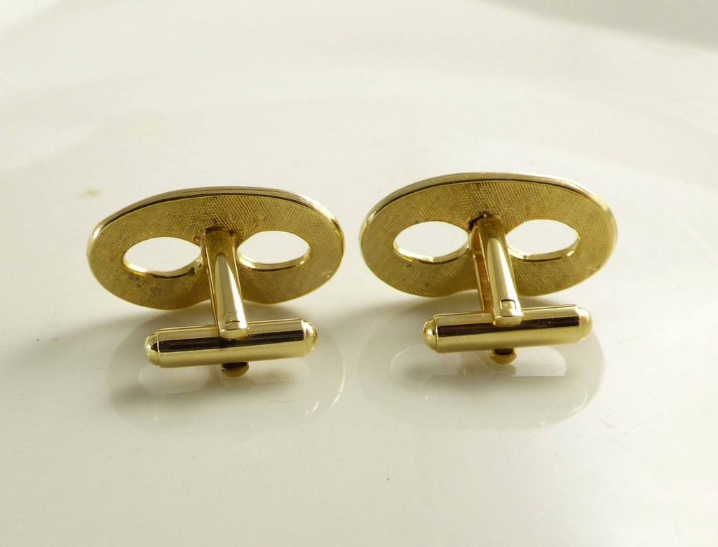 Men's cufflinks gold tone masquerade masks - Vintage Lane Jewelry