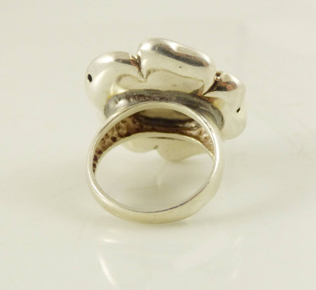 Sterling silver 925 electroform puffy flower ring - Vintage Lane Jewelry