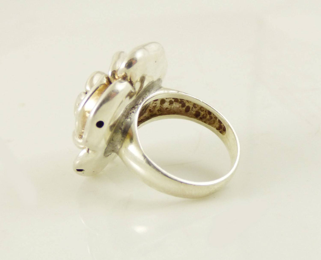Sterling silver 925 electroform puffy flower ring - Vintage Lane Jewelry