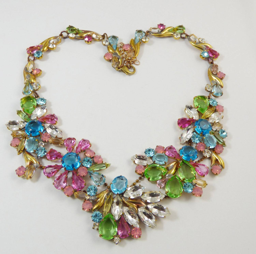 Pastel Floral Czech glass necklace