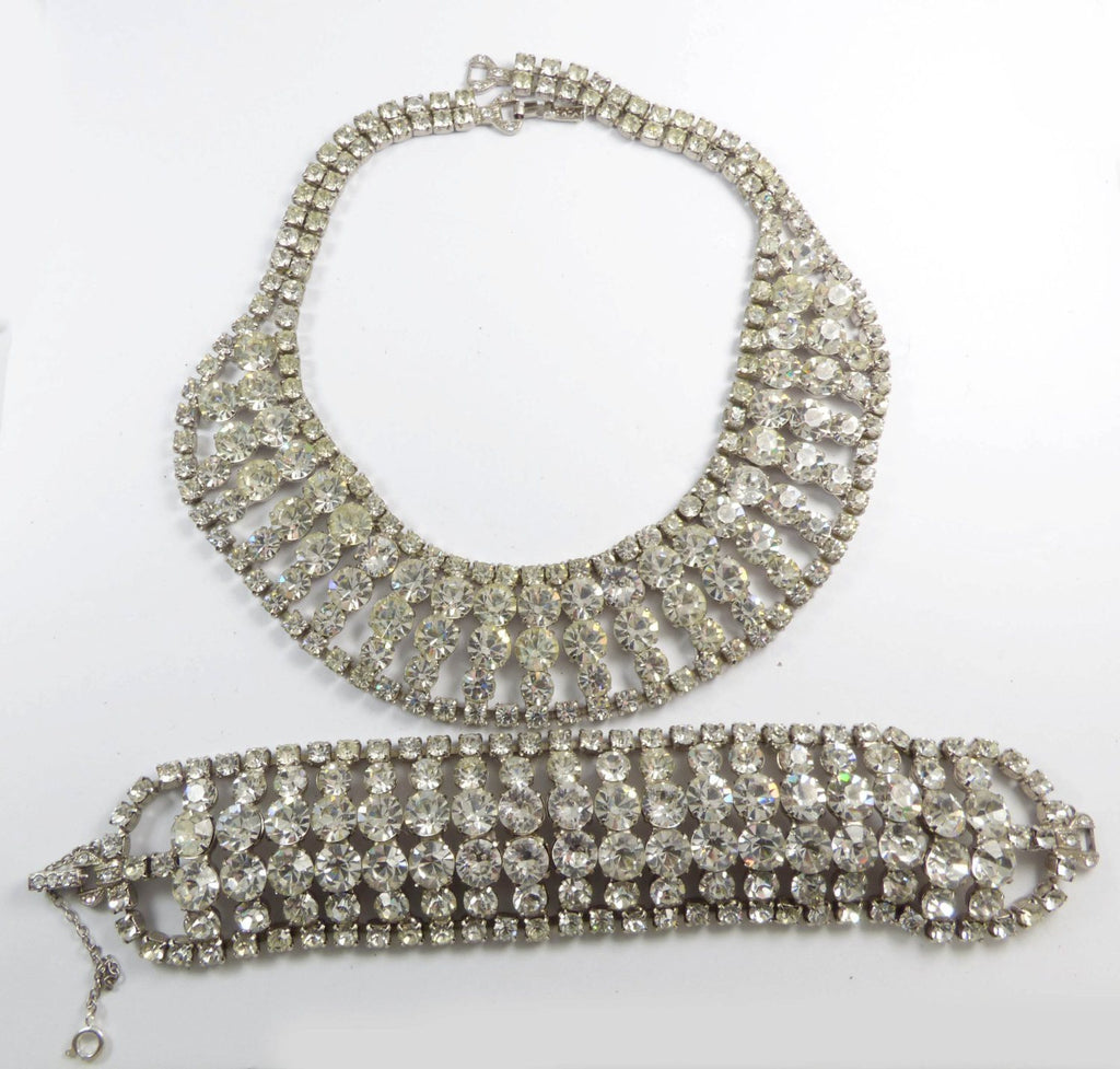 Huge Sparkling Ice Rhinestone Necklace and Bracelet Set