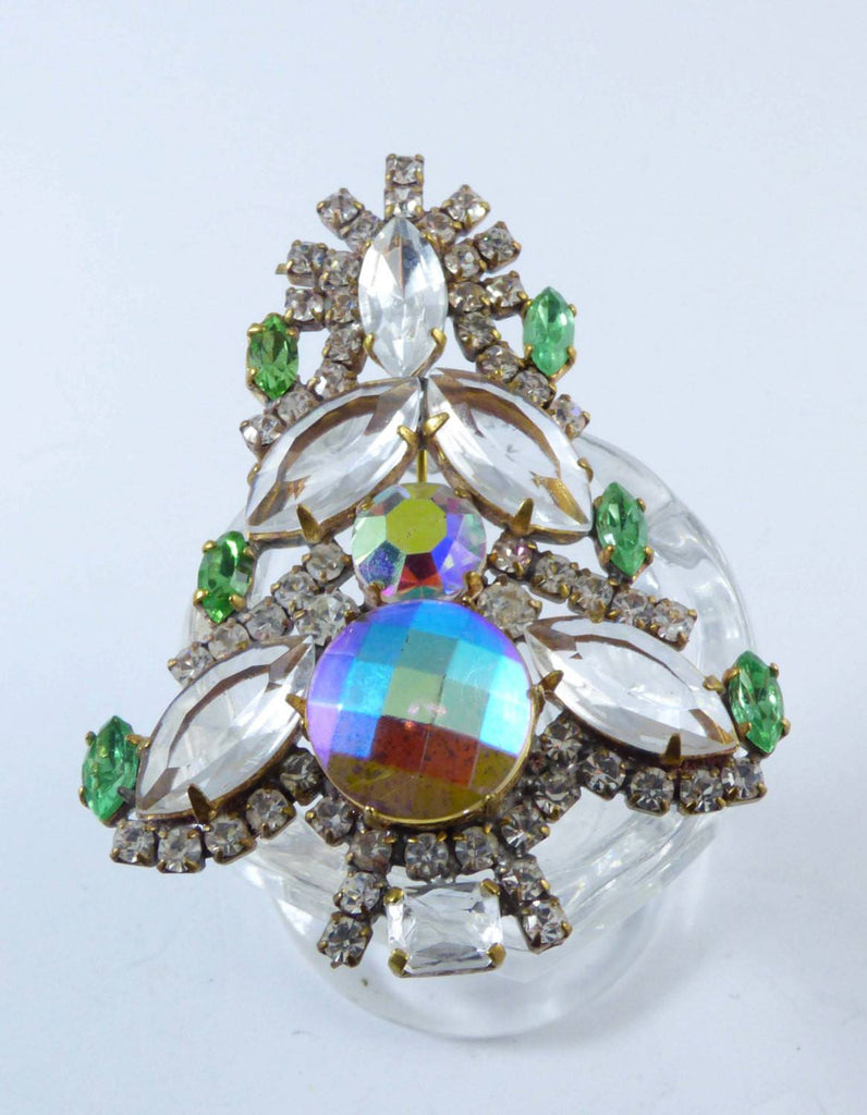 Czech Glass Husar D. Christmas Tree Pin, X-mas pin, Holiday Brooch