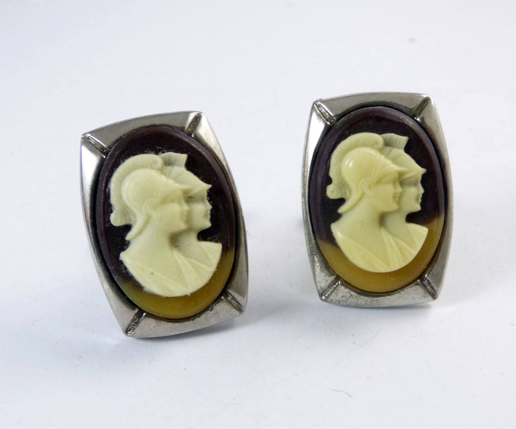 Trojan Soldier Celluloid Cameo Cufflinks