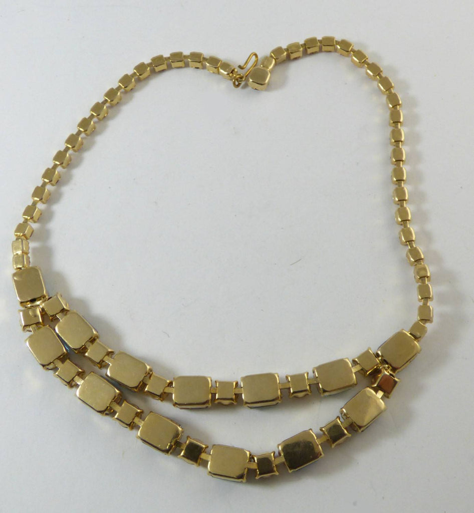 Genuine Saphiret and Topaz Rhinestone Vintage Necklace - Vintage Lane Jewelry