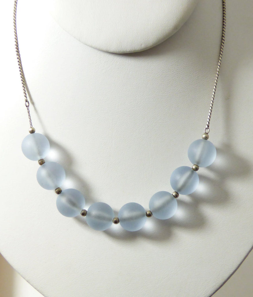 Vintage Art Deco WMF Myra Pastel Blue Glass Bead Necklace - Vintage Lane Jewelry