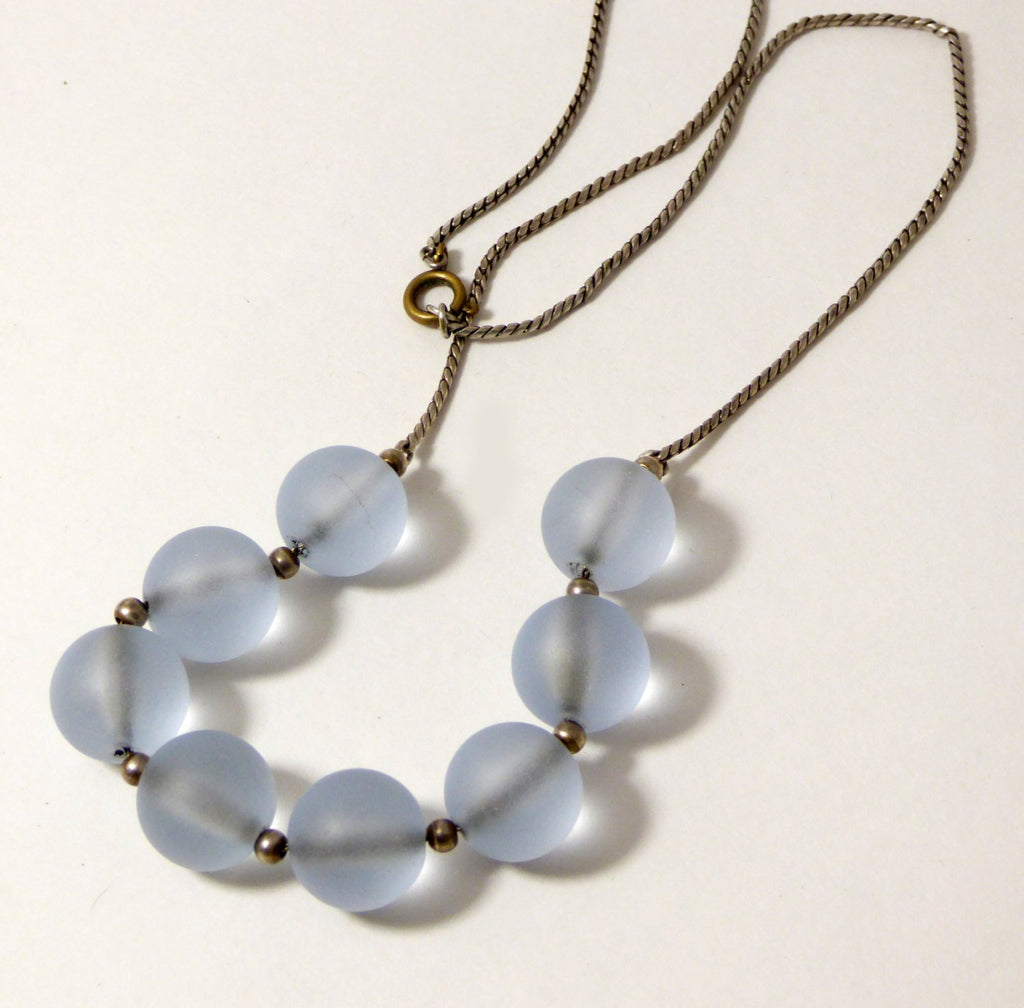 Vintage Art Deco WMF Myra Pastel Blue Glass Bead Necklace