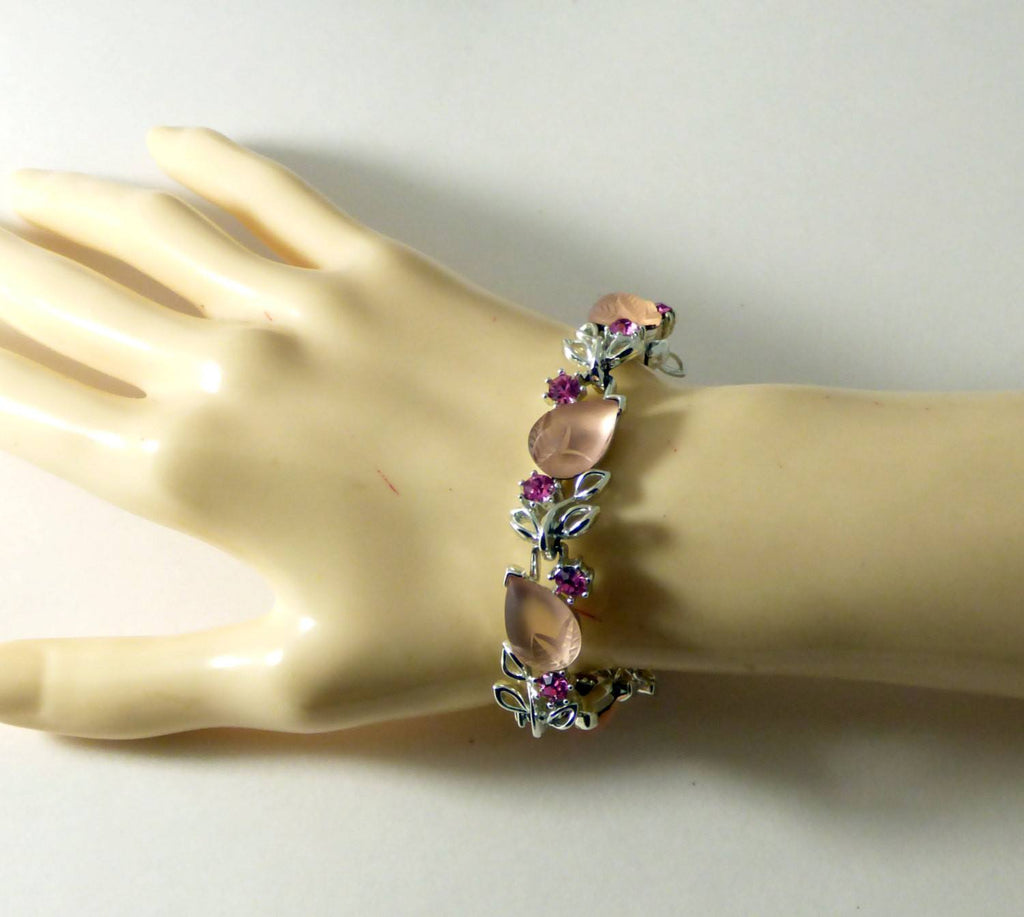 Lisner Book Piece pink pear fruit molded glass with pink rhinestone accents - Vintage Lane Jewelry