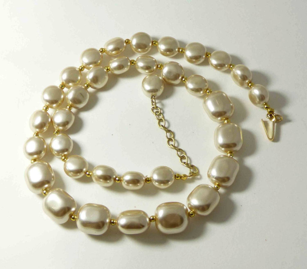 Miriam Haskell Signed Large Baroque Pearl Necklace