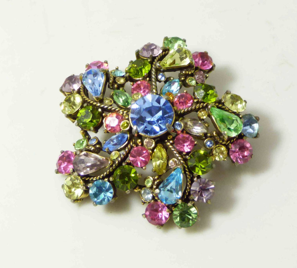 Hollycraft 1957 Multi Color Pastel 5-Point Star Brooch/Pin