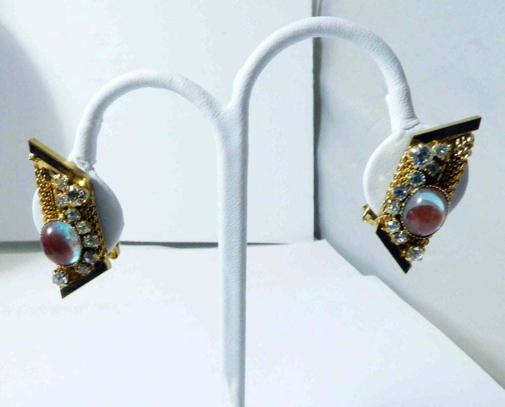 Saphiret Hobe Gold Tone Mesh Clip Earrings - Vintage Lane Jewelry