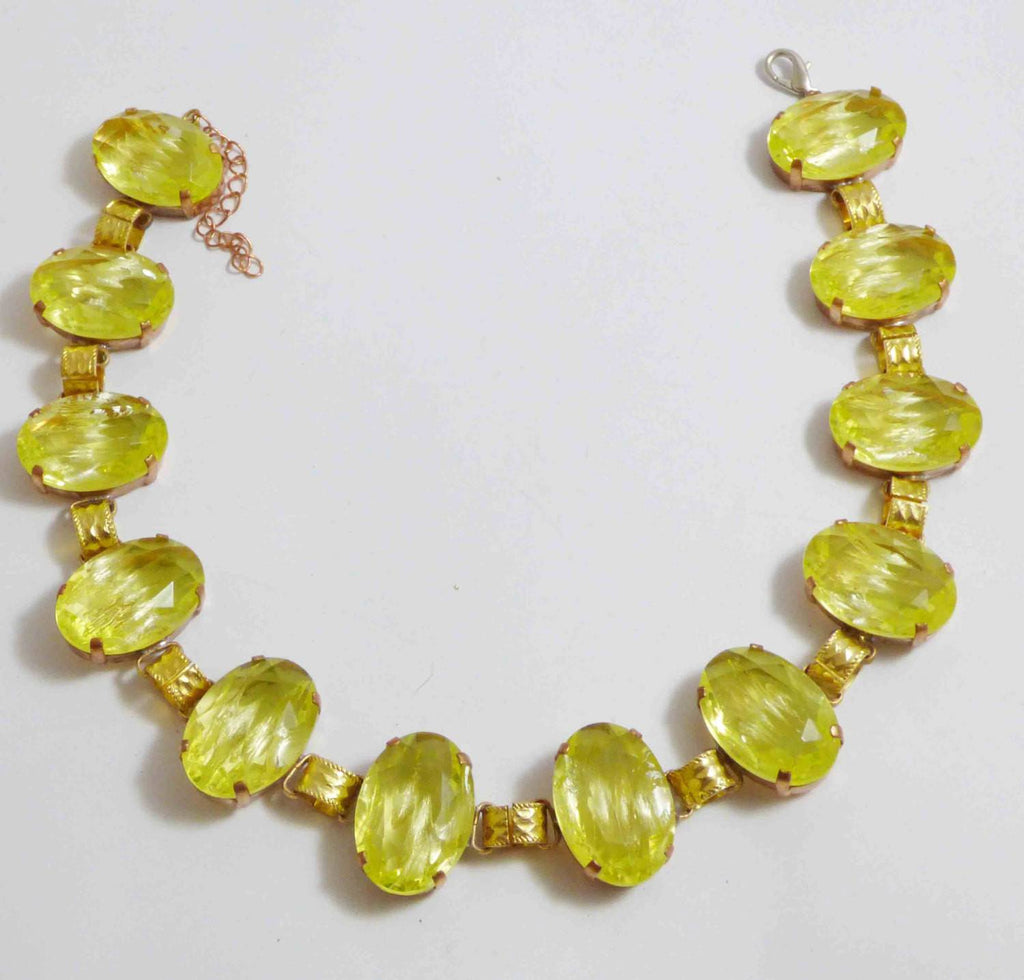 Czech Vaseline Uranium Statement Necklace Husar D
