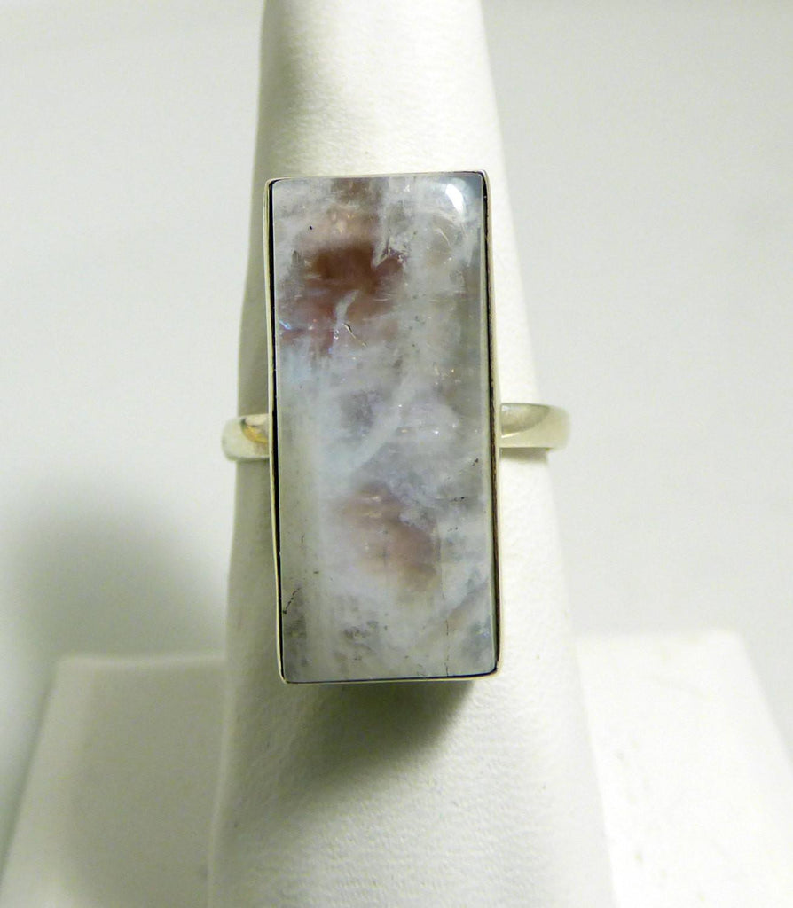 Rainbow Moonstone 14ct Sterling Silver Ring. Size 7 - Vintage Lane Jewelry