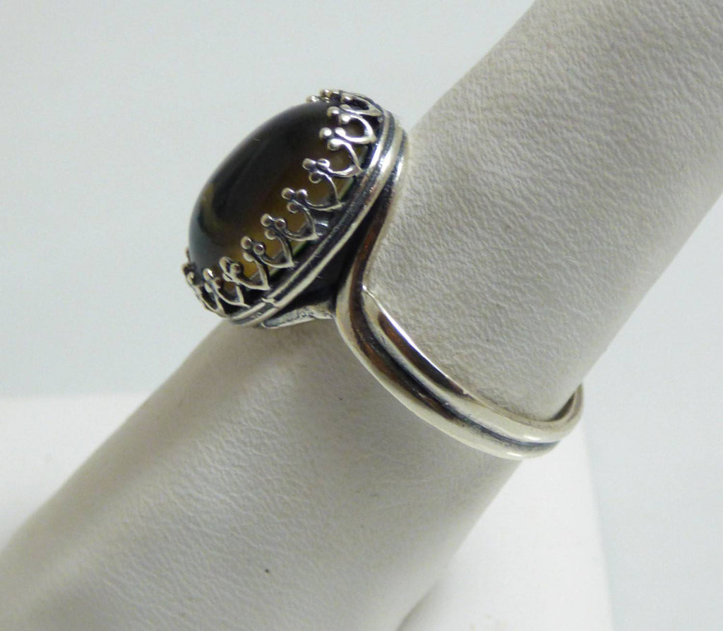 Oval Mood Ring Sterling Silver Setting, Size 7.5 - Vintage Lane Jewelry