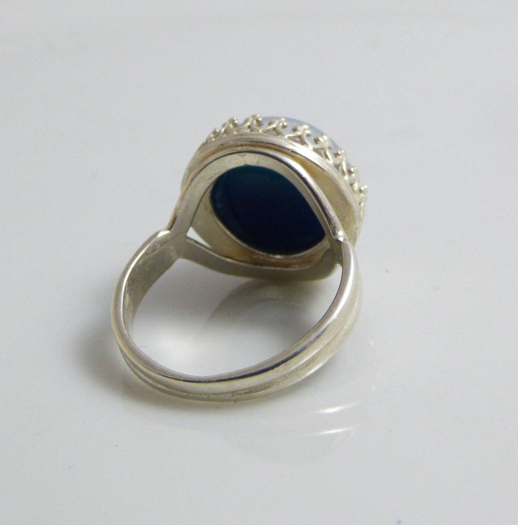 Round Mood Ring Sterling Silver Filigree Setting, Size 9 - Vintage Lane Jewelry