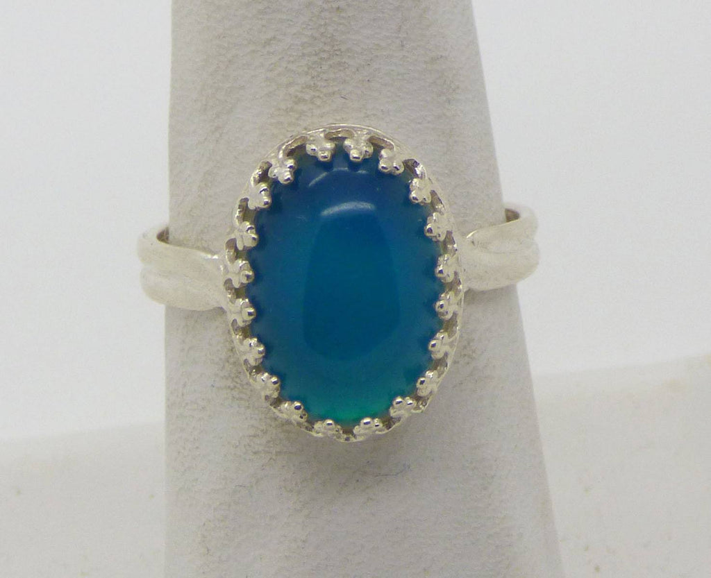 Oval Mood Ring Sterling Silver Setting, Size 7.5