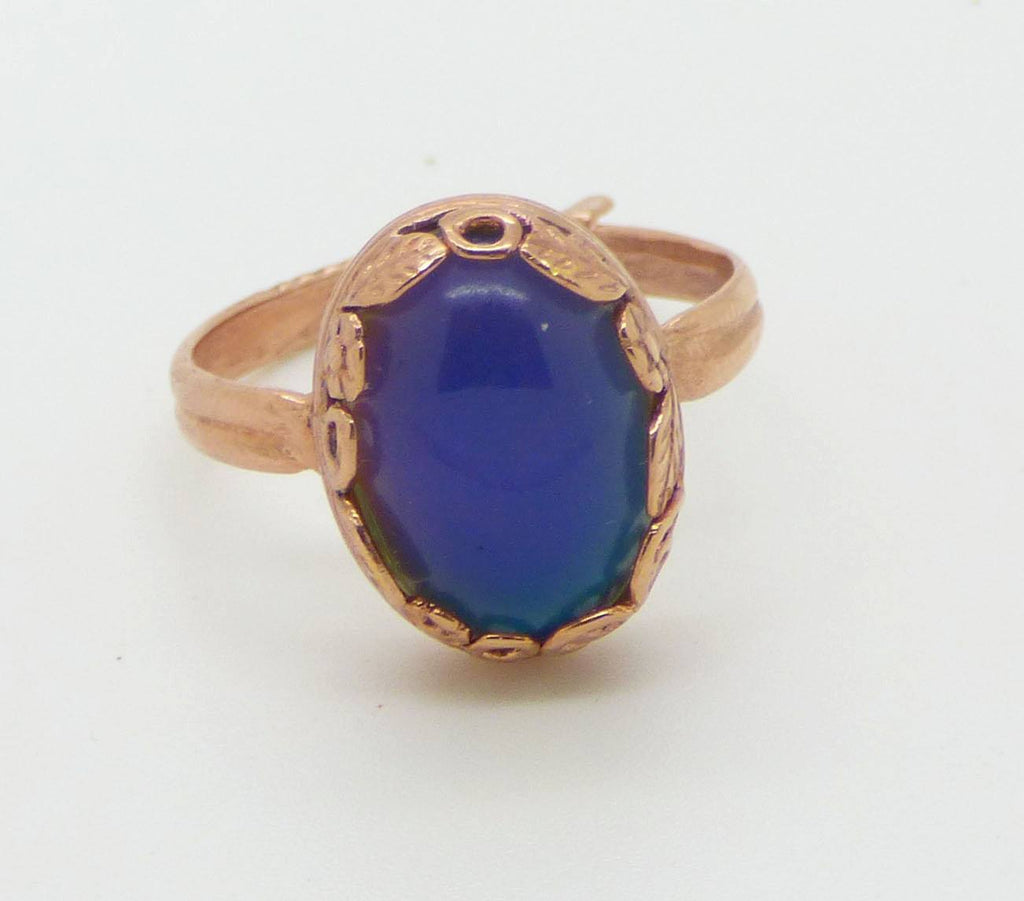 Mood Ring 24K Rose Gold Plated Brass Ring Setting with Twigs and Flowers