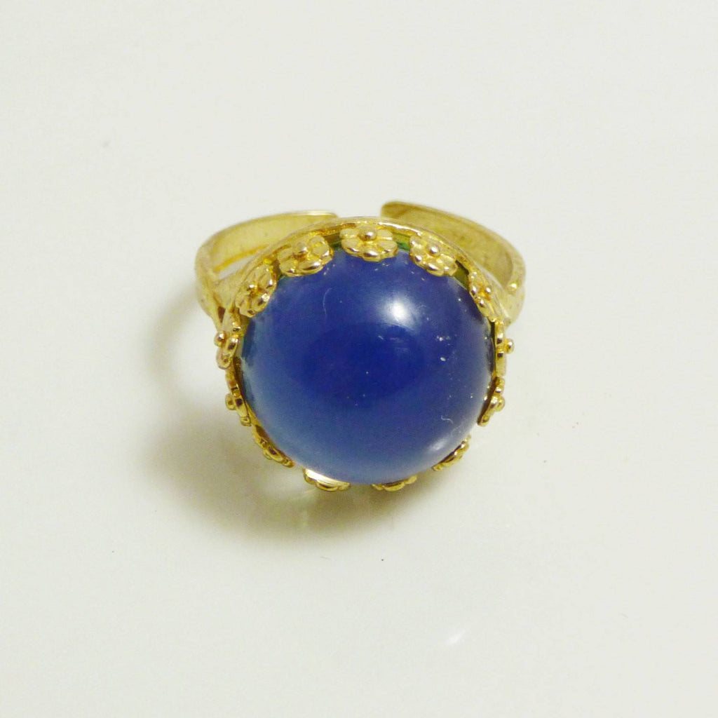 Round Mood Ring Brass Filigree Setting, Adjustable.