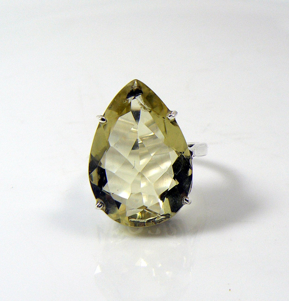 Lemon Quartz 15ct Pear Cut Gemstone Sterling Silver Filigree Ring