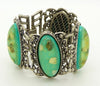 Confetti Bright Green Lucite Cabochon Huge Silver Tone Link Bracelet - Vintage Lane Jewelry