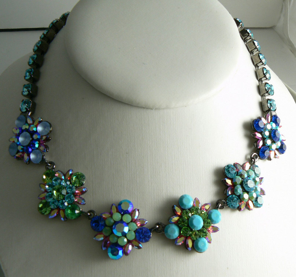 TIARA MISU Gorgeous Colorful Rhinestone Necklace - Vintage Lane Jewelry