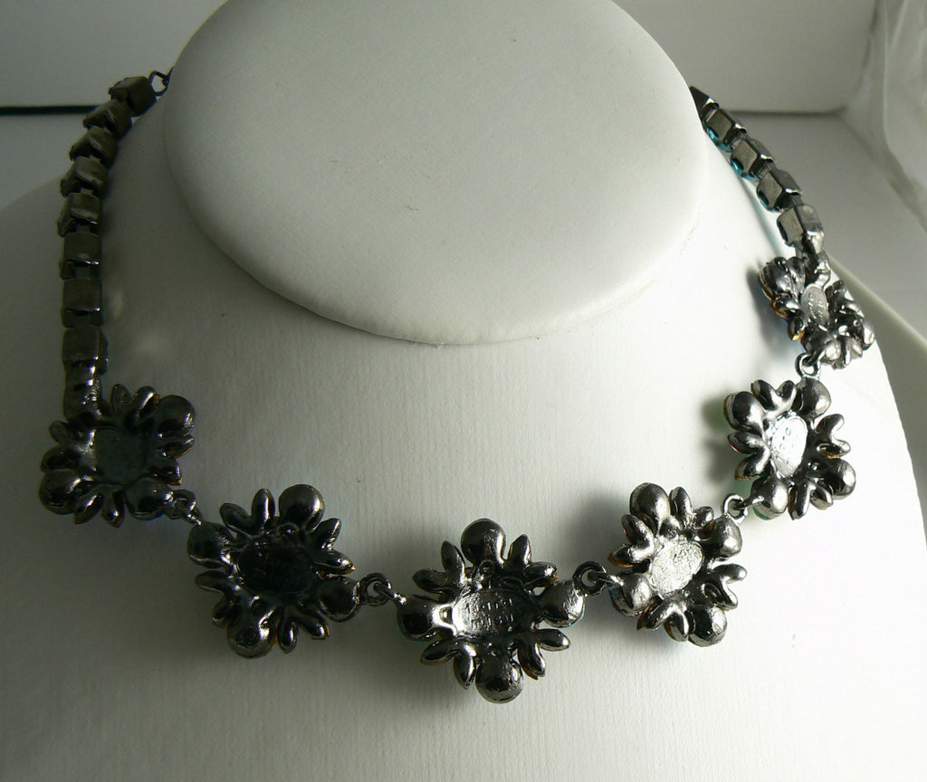 TIARA MISU Gorgeous Colorful Rhinestone Necklace - Vintage Lane Jewelry