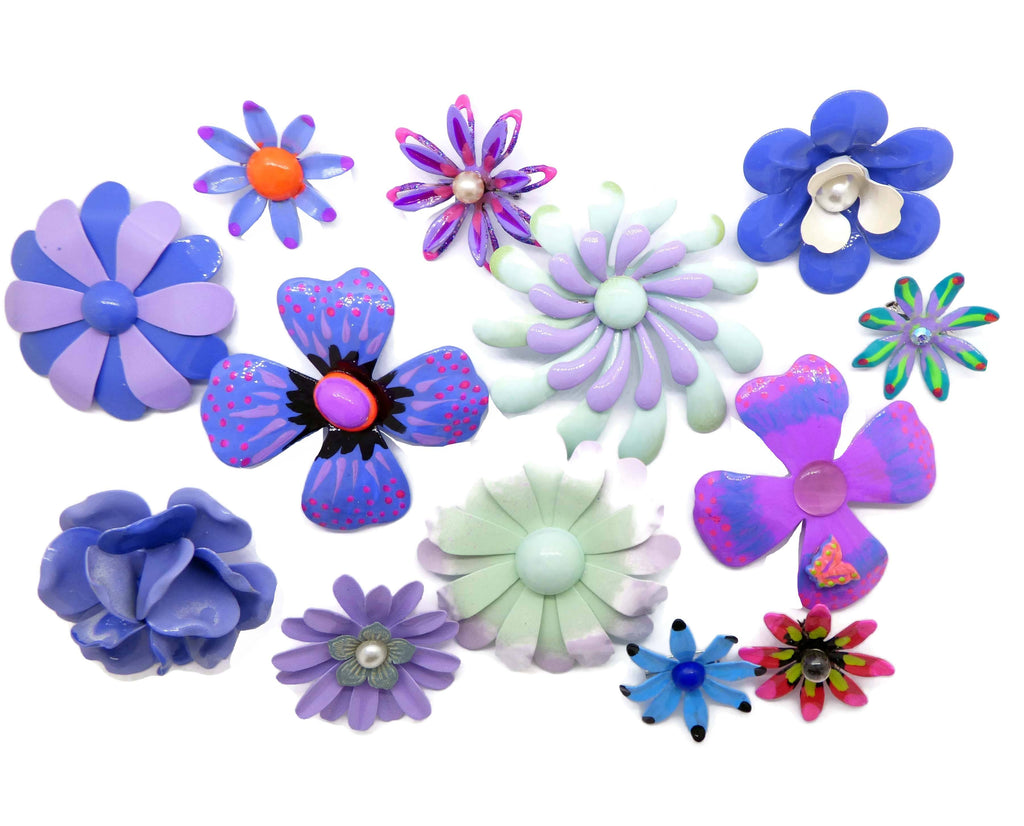 Retro Purple Enamel Flower Power Pins