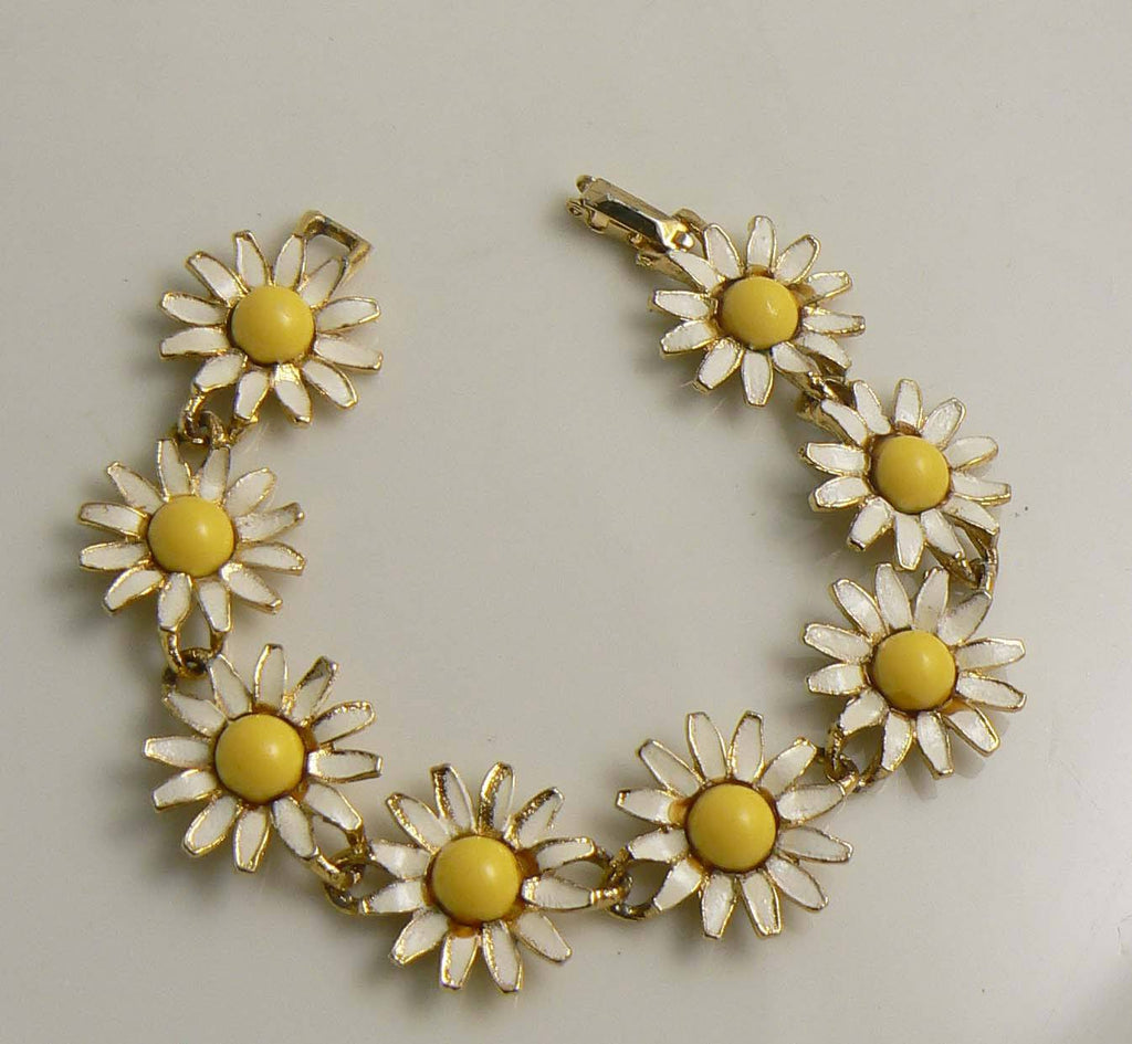 Vintage signed Weiss Enameled Sunflower Bracelet