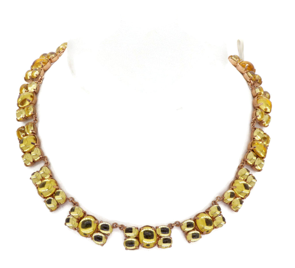 Art Deco Riviera Necklace Yellow Glass Choker