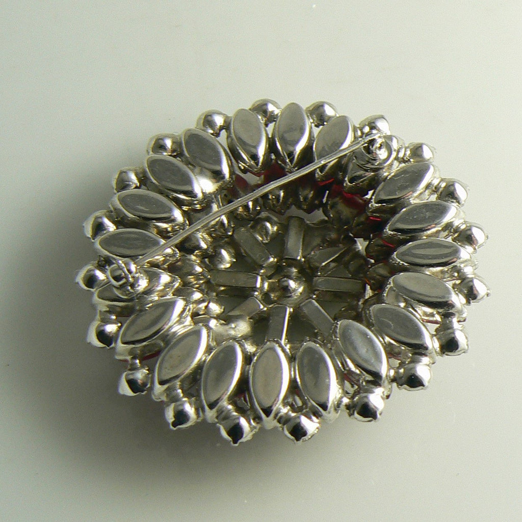 Beautiful Red and Ice Rhinestone Vintage Pin - Vintage Lane Jewelry