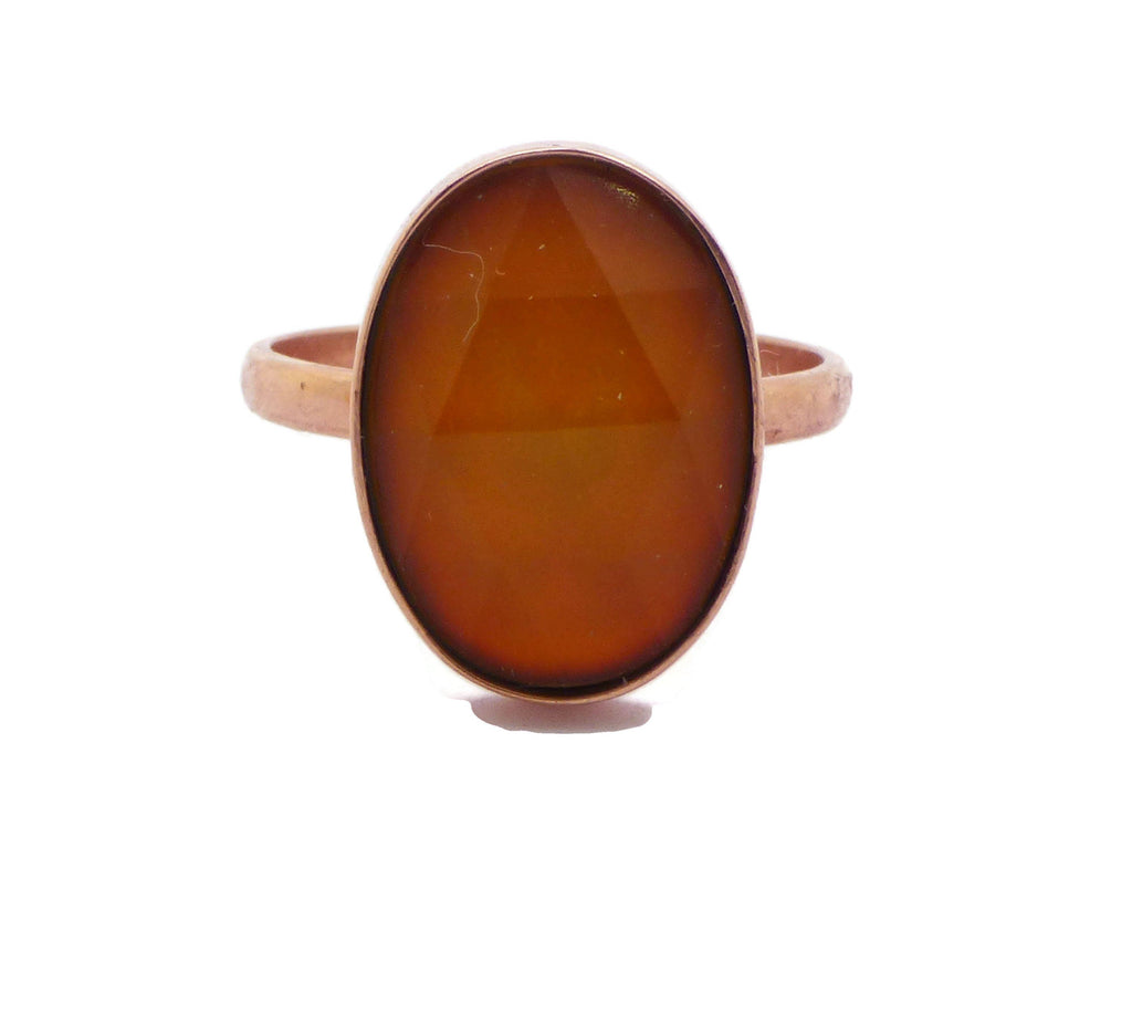Rose Gold Plated Oval Faceted Mood Ring