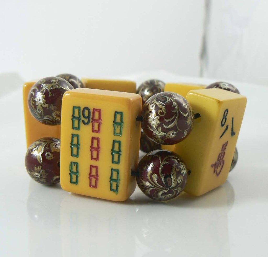 Bakelite Antique Mahjong game Tile Bracelet