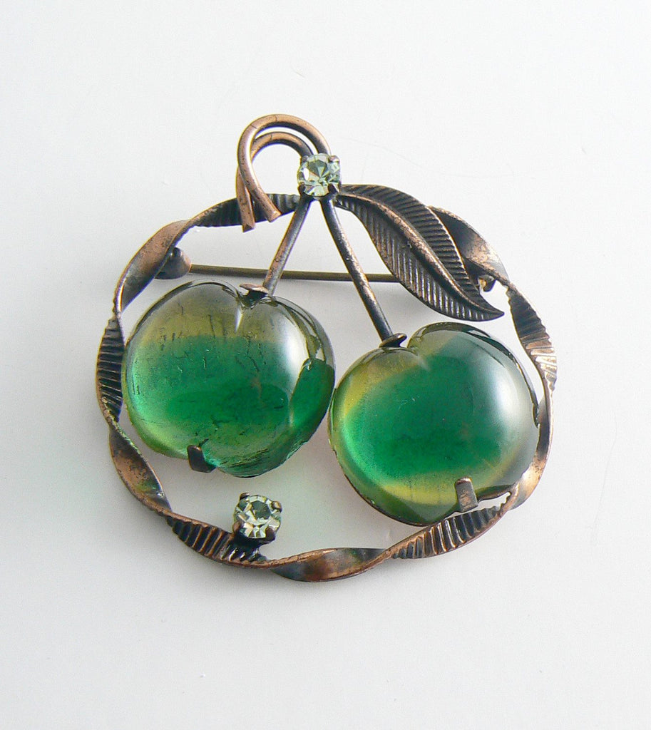 Vintage Austrian Crystal Double Fruit Brooch