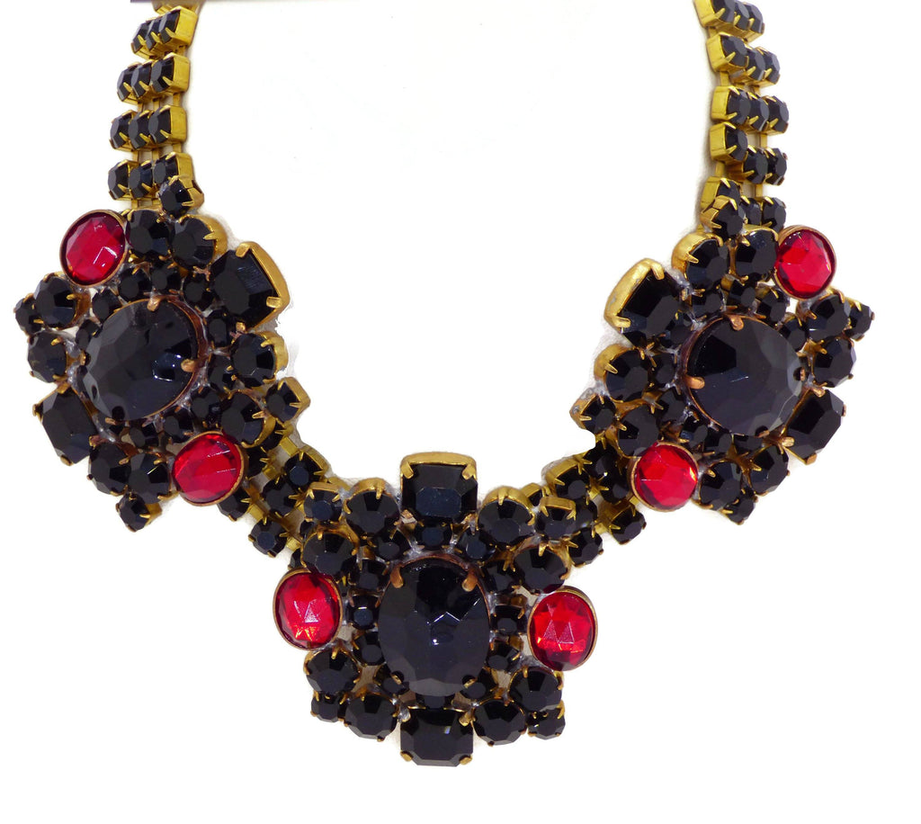 Bijoux MG Czech Black Stone Choker and Earrings