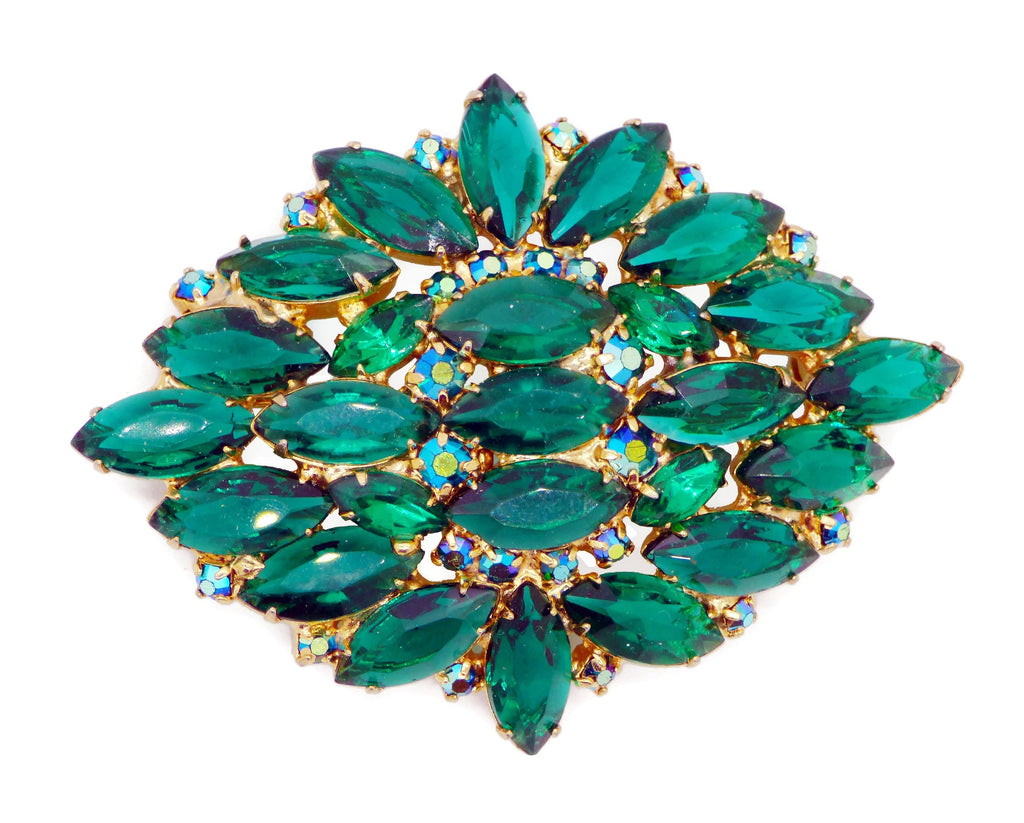 Juliana Emerald Green Rhinestone Brooch