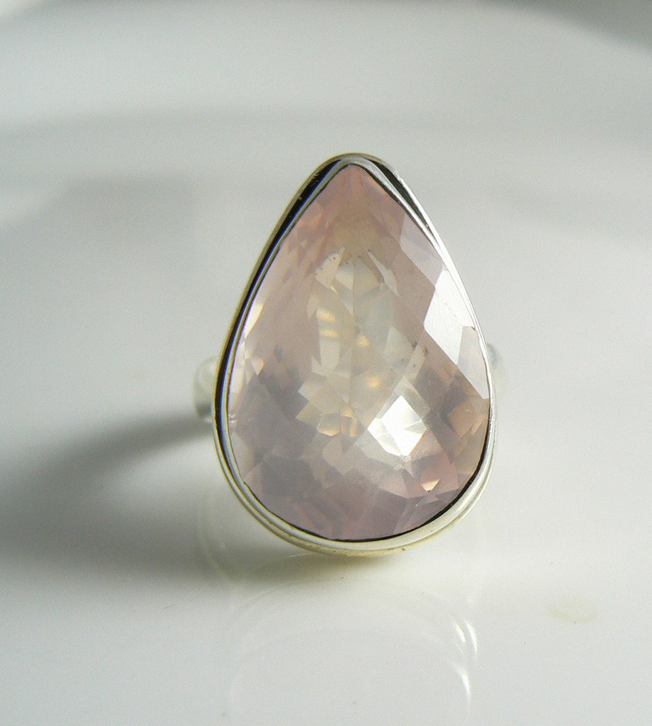 Chunky Sterling Silver Rose Quartz Ring
