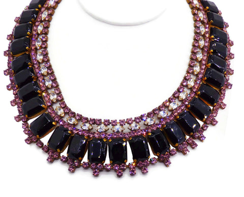 Miriam Haskell Long Oval Baroque Glass Pearl Necklace
