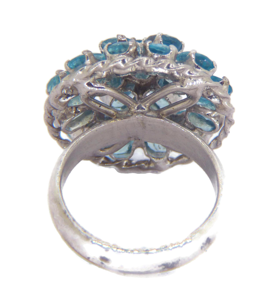 Blue Zircon Sterling Silver Cocktail Ring - Vintage Lane Jewelry