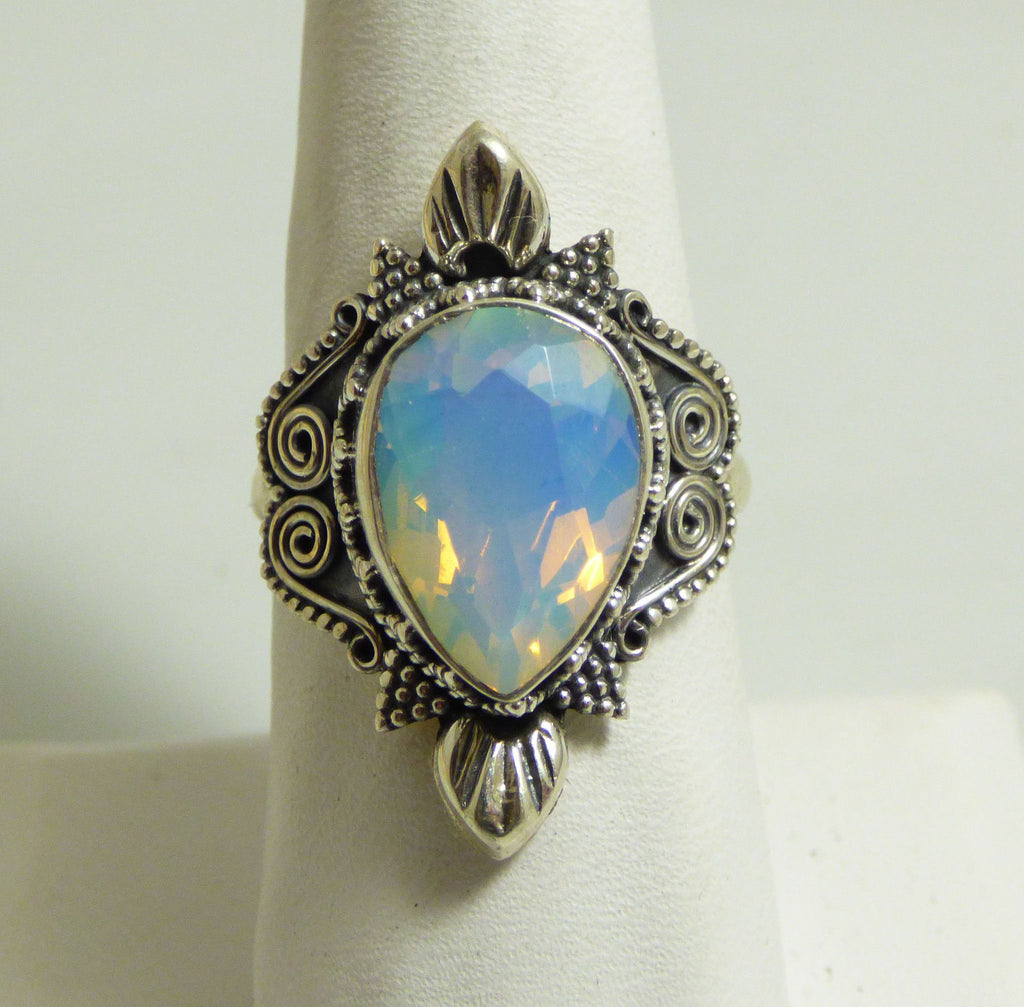 5CT Fire Opal Sterling Silver Ring, Size 7.75