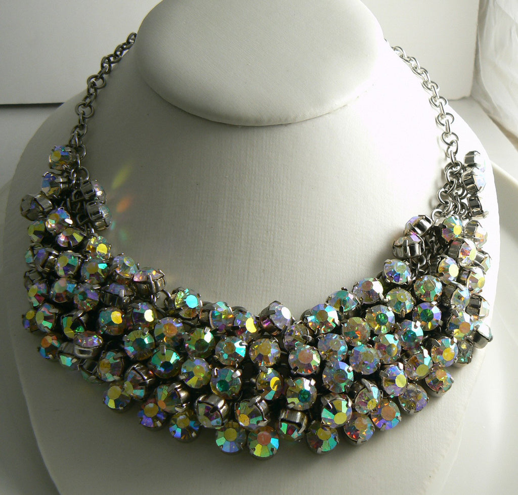 Necklace of Rows and Rows of AB Crystal Rhinestones