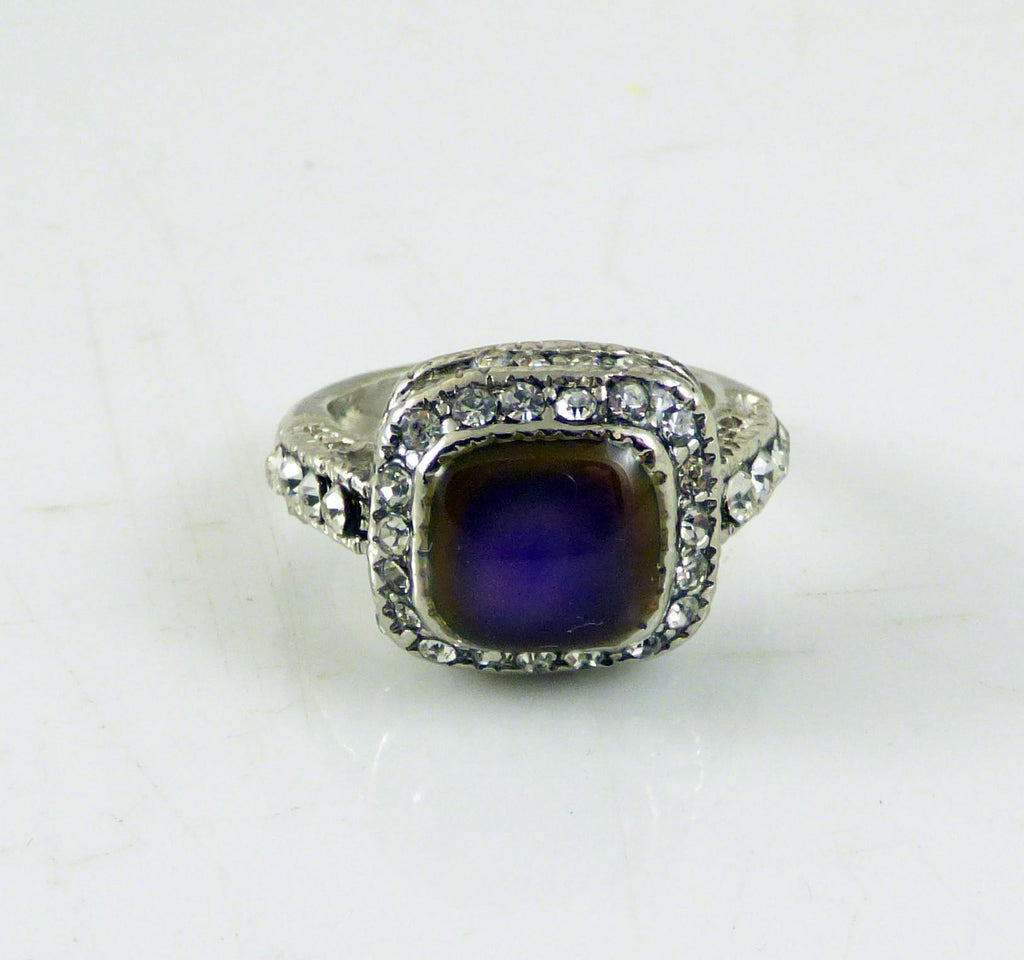 Vintage Rhinestone Square Face Mood Ring