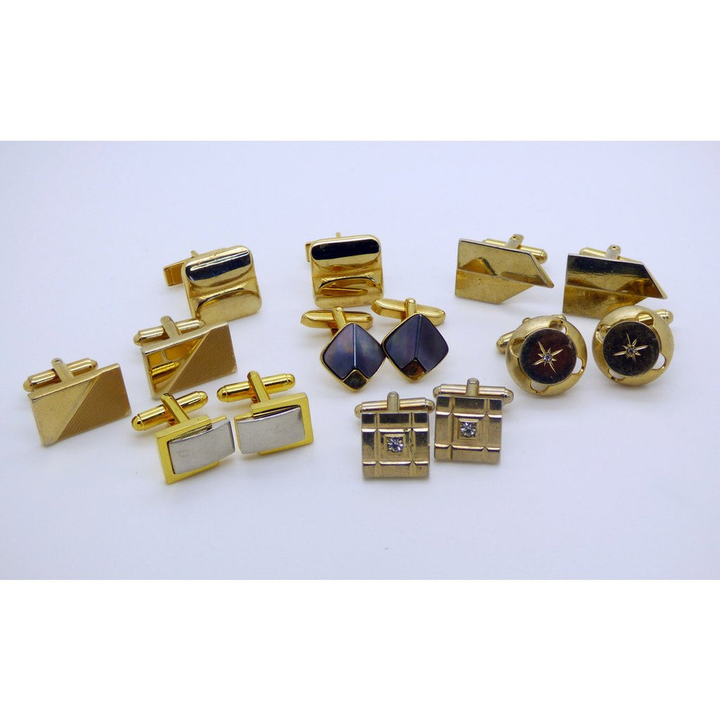 Vintage Gold Tone Cufflink Lot, 7 Pairs