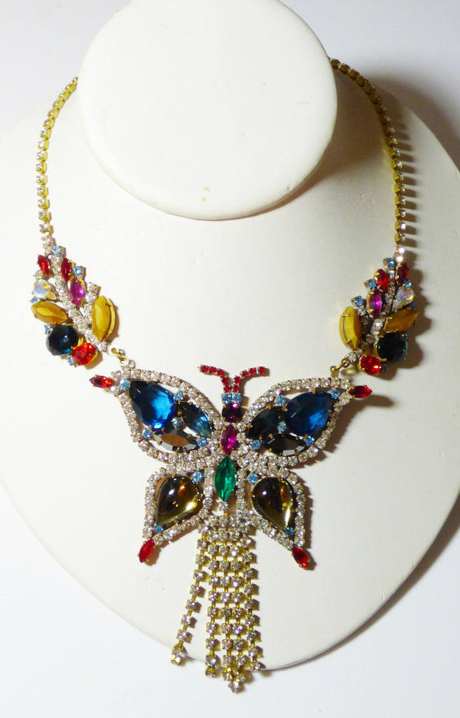 Butterfly Czech Glass Husar D Rhinestone Necklace