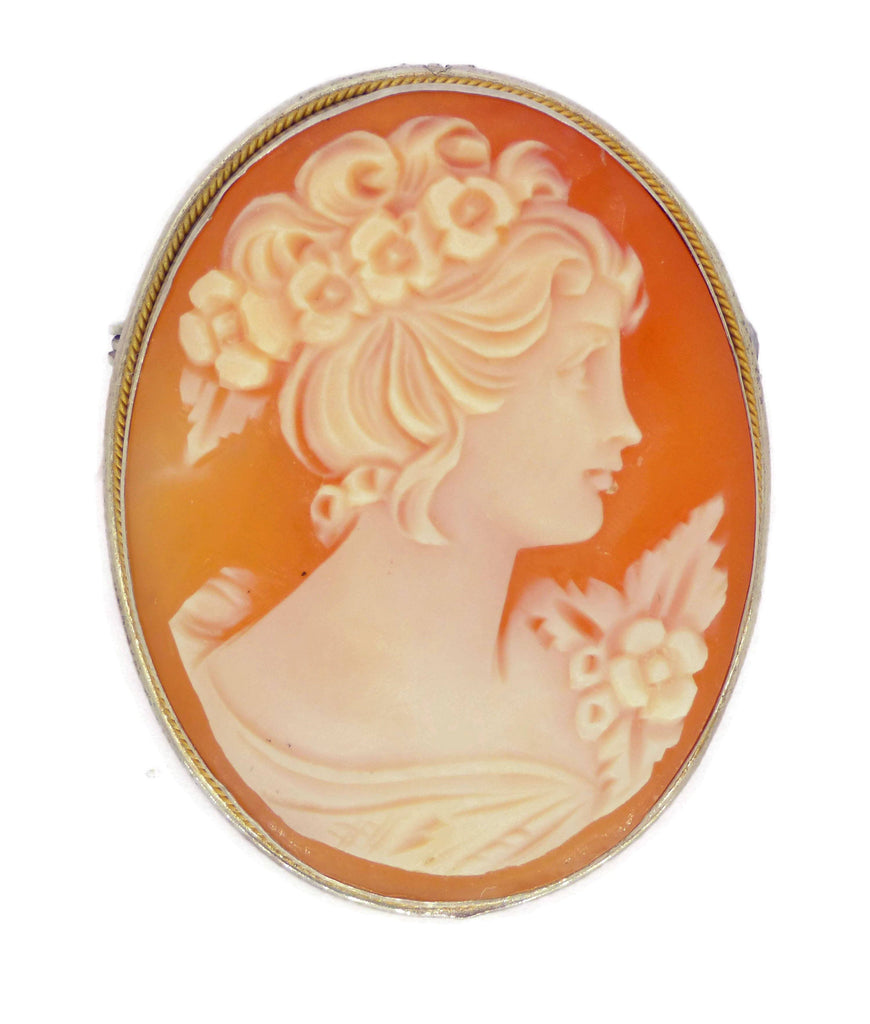 Art Deco Carved Shell Cameo Brooch