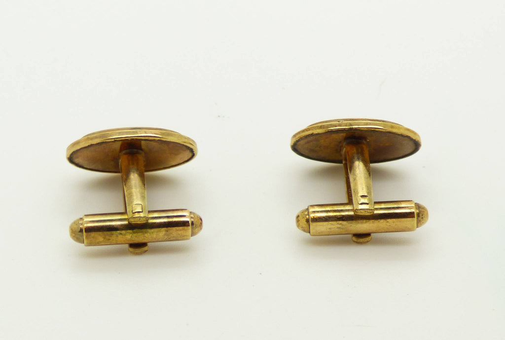 Pitman and Keeler 1/20 - 12 KT. G.F. Deep Red Lucite Cufflinks in Original Box - Vintage Lane Jewelry