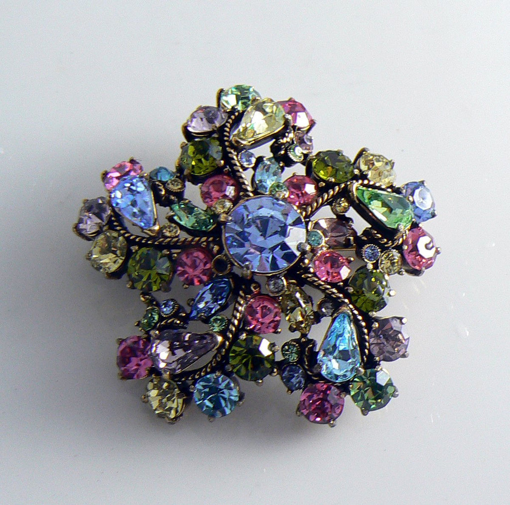 Classic Hollycraft Pastel Rhinestone Star Brooch