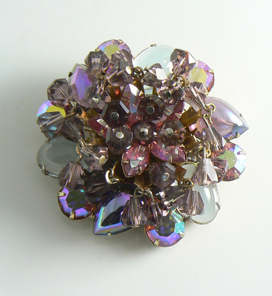 Vintage Purple And Pink Crystal Brooch